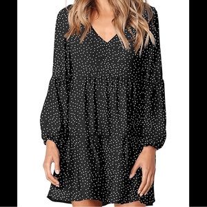 NWOT Long Sleeve Polka Dot Swing Shift Dress